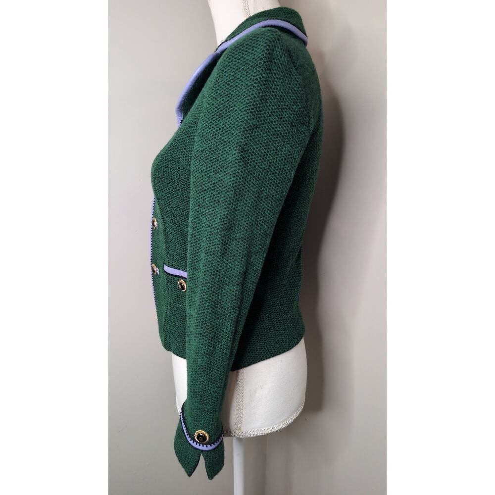 St John Santana Knit Blazer Green Gold Button Preppy Luxury Career Jacket - Picture 3 of 11